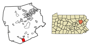Location of Hazleton in Luzerne County, Pennsylvania.