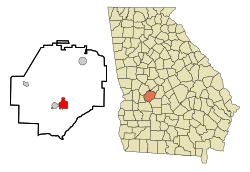 Location in Macon County and the state of Georgia