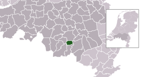 Highlighted position of Waalre in a municipal map of North Brabant