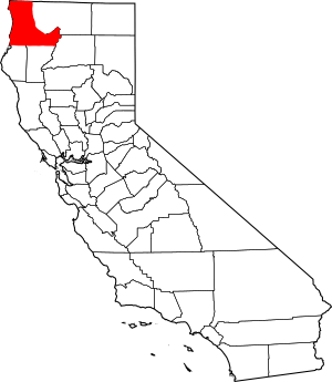 Map of California highlighting Klamath County