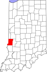 Vigo County's location in Indiana