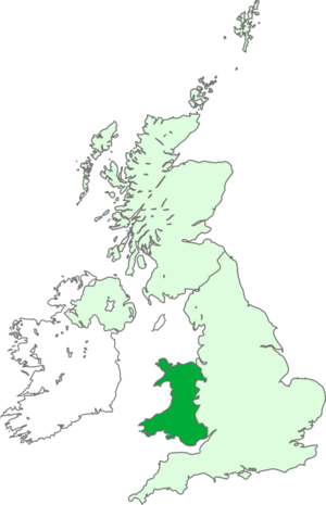 Map of Wales within the United Kingdom