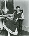 Marguerite Zorach, American painter and printmaker, 1887-1968, in her studio (cropped)