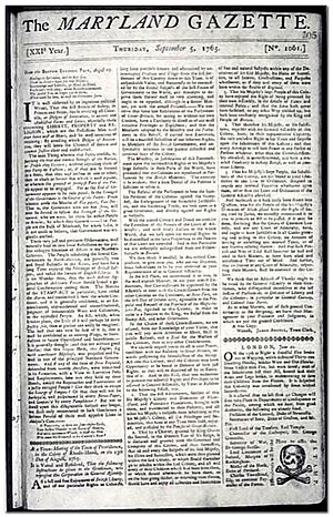 Maryland Gazette 5 Sept 1765