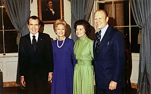 Mr. and Mrs. Ford and Nixon 13 Oct 1973