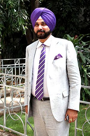 Navjot Singh Sidhu on the sets of Sony Max in 2012
