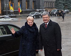 Petro Poroshenko and Dalia Grybauskaitė in Kiev, December 2016