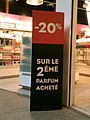 Shop placard showing 20% reduction
