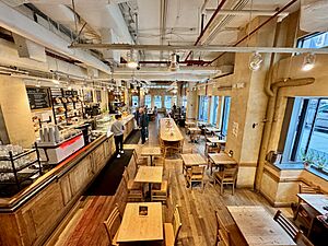 The interior of a Le Pain Quotidien bakery-restaurant in Washington, D.C
