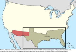 Map of the change to the international disputes involving the United States in central North America on April 12, 1861