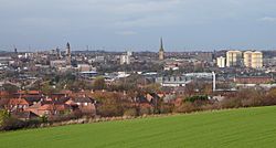 A view over central Wakefield, from Sandal Magna