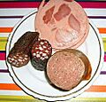 Wurstteller mit Bierschinken, geräucherte Leberwurst und Blutwurst