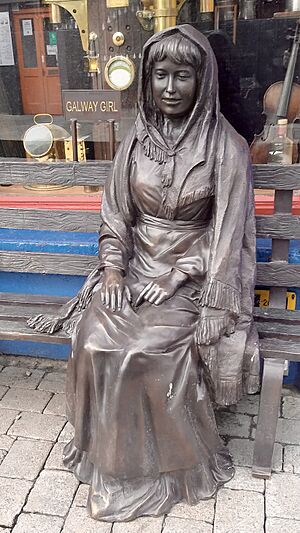 "Galway Girl" sculpture (2022) outside The Quays Bar, Quay Street, Galway