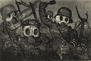'Stormtroops Advancing Under Gas', etching and aquatint by Otto Dix, 1924