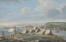 A View of Louisburg in North America, taken near the Light House when that City was besieged in 1758 (Yale)