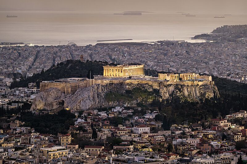 Acropolis of Athens at dusk