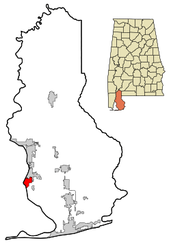 Location in Baldwin County and the state of Alabama