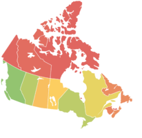 Canada population per senator map