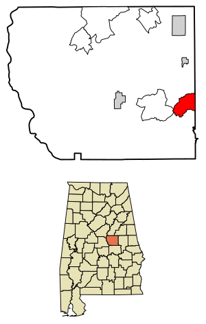 Location of Ray in Coosa County, Alabama.