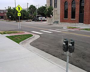 Curb extensions at midblock crosswalk