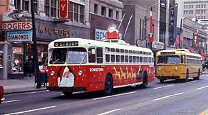 Dayton Christmas trolley bus in 1968