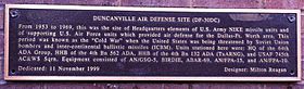 Duncanville missile monument plaque