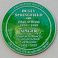 Dusty Springfield Green Plaque in Ealing, West London