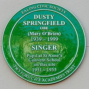 Dusty Springfield Green Plaque in Ealing, West London