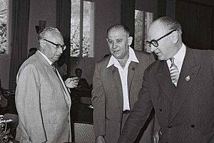 Erich Ollenhauer-Yoseph Almogi-Guy Mollet Haifa1960