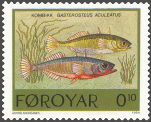 Faroe stamp 248 stickleback (gasterosteus aculeatus)