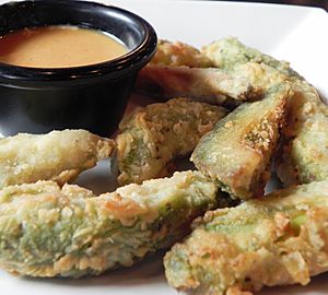 Fried avocado with dipping sauce