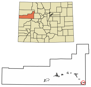 Location of the Mulford CDP in Garfield County, Colorado.