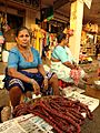 Goan sausages being sold at the Mapusa market, Goa, India 03