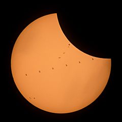 ISS Transit composite during Solar Eclipse 8-21-17 near Banner, Wyoming