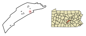 Location of Thompsontown in Juniata County, Pennsylvania.