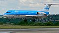 KLM cityhopper Fokker 70 (PH-WXC) landing at Leeds Bradford International Airport