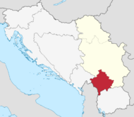 Locator map Kosovo in Yugoslavia