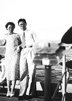 Lu Shijia and Zhang Wei on a ship