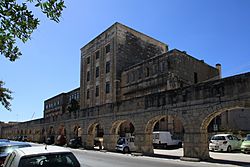The 17th-century Wignacourt Aqueduct and local council building of Santa Venera