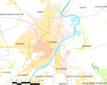 Map of the commune of Roanne