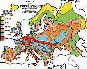Map of Density of Population of Europe, 1923