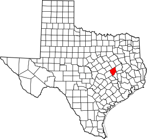 Map of Texas highlighting Robertson County