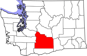 Map of Washington highlighting Yakima County