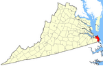State map highlighting Virginia Beach