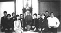 Morihei Ueshiba, founder of Aikido with foreign students at birthday party