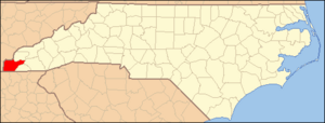 North Carolina Map Highlighting Cherokee County