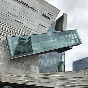 Perot Museum of Nature and Science exterior of Escalator