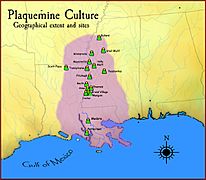 Plaquemine culture map HRoe 2010