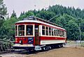 Portland "Council Crest" Brill streetcar 503 at terminus of Trolley Park museum line in 1986