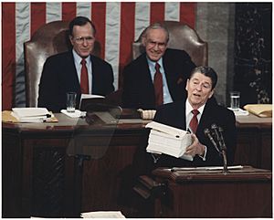 President Reagan gives the State of the Union Address to Congress 1988